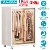 Small Wardrobe Closet Kids Wardrobe Clear Wardrobe Closet for Hanging Clothes Stackable Storage Cabinet with Magnetic Design for Living Room Bedroom D